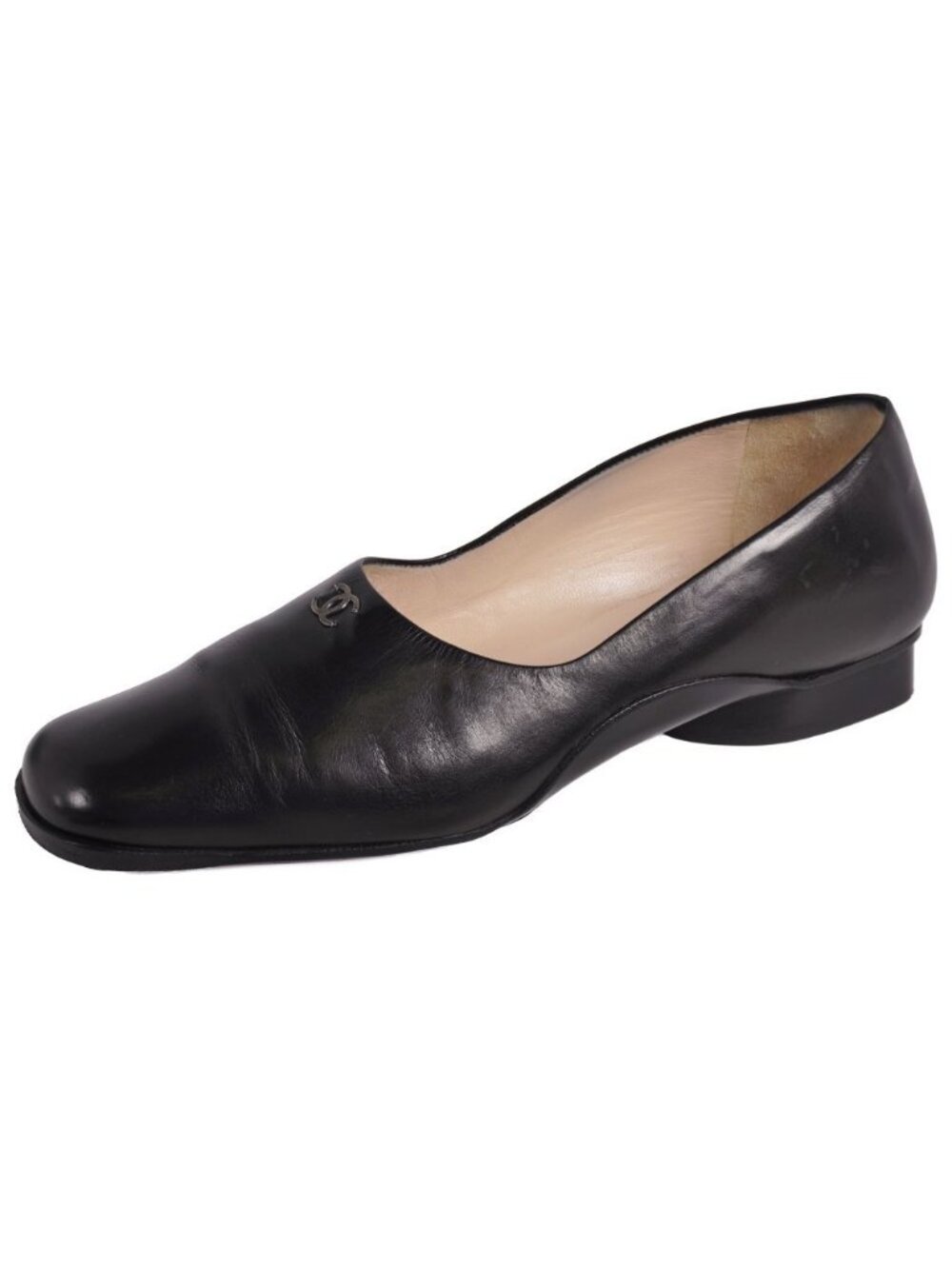 Chanel Vintage Pumps CC Logo Leather Hi Heel